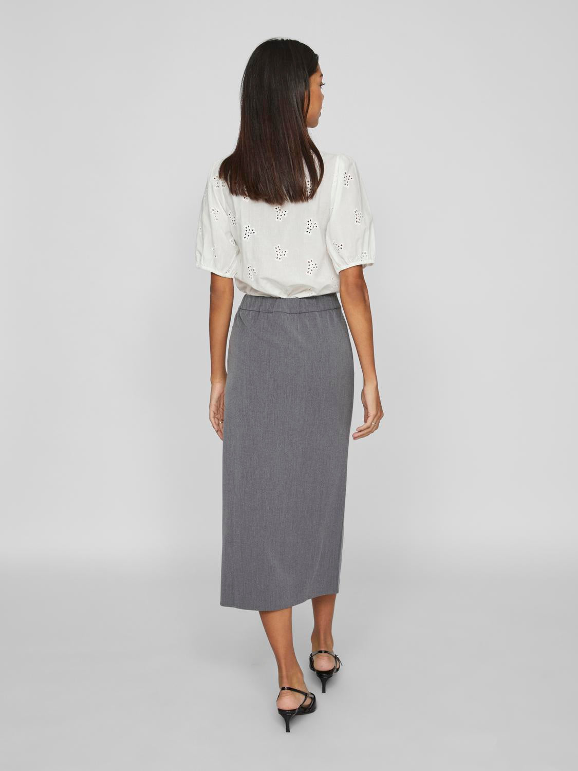 Vivarone HW midi nederdel - Medium Grey Melange